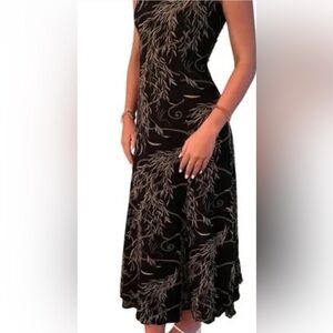 Banana Republic Vintage 💯% Silk Stunning Elegant Grey Floral Print Dress